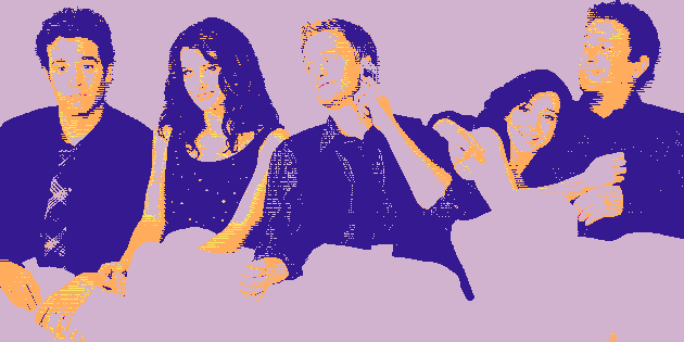 A heavily dithered promotion shot of HIMYM's main cast.