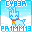 a small pixel art icon of an aisha in a snowy landscape, with my url cy83rpr1mm13